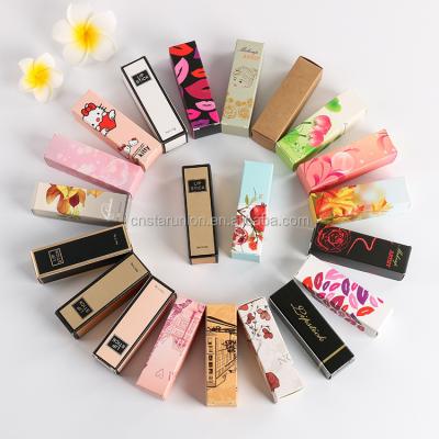 China Recycled materials cheap customize lipstick color paper box to reuse cardboard cosmetic lip balm packaging display box with your logo pattern printing for sale