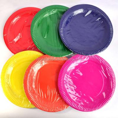 China Colorful Disposable Disposable Tableware Paper Food Dish Dessert Trays Wholesale Event Party Supplies Solid Color Theme Store for sale