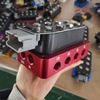 China Aluminum Alloy 3/8 NPT 1/4NPT Accuair 4 VU4 Corner Manifold Air Ride Valve Air Suspension Manifold Solenoid Valve for sale