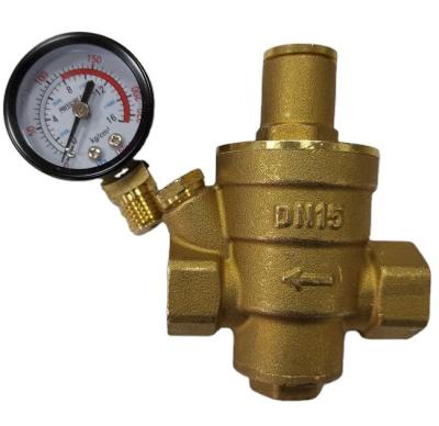 China General low price DN15 G1/2 pressure reducer brass material for water valve with gauge 1/2