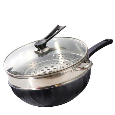 China Viable Multifunctional Die Casting with Diamond Aluminum Nonstick Wok Steamer for sale