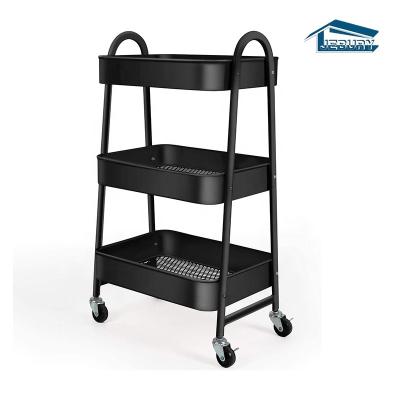 China Multi Stored Metal Rolling Modern Kitchen Layer Trolley Cart Racks Storage Rack for sale