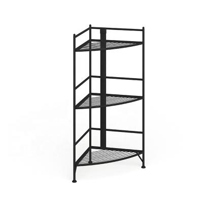 China 3 Tiers Metal Corner Storage Workable Shelves Folding Three Tier Kitchen Shelf Rack for sale