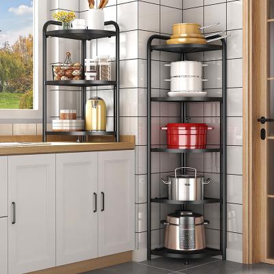 China 5 Layers Kitchen Living Storage Rack Metal Home Corner Shelving for Kitchen and Bathroom for sale