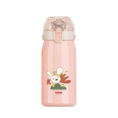 China Factory Customized PORTABLE Pattern Kids Cartoon Strap Thermos Bottle Straw Thermos Cup for sale