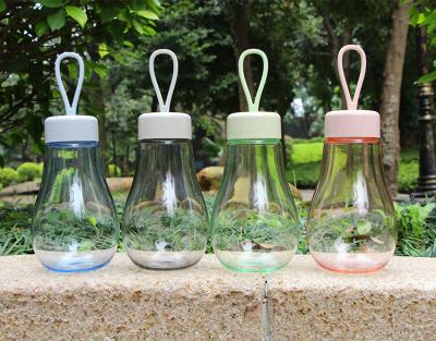 China Stocked Fashionable Christmas Gift Bulb Shape Portable Plastic Water Bottle With Hand Rope for sale