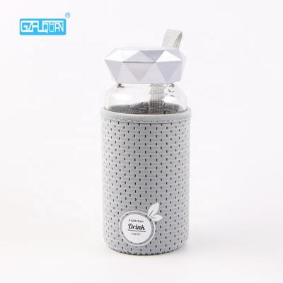 China Fashion Style Single Stocked Glass Water Bottle Borosilicate With Sleeve Tea Big Price for sale