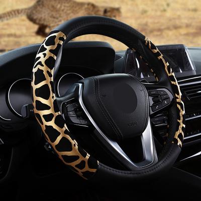 China Universal Accessories Women's Animal Leopard Print Leopard Pattern Car Styling Steering Wheel Cover 15 Inch Steering Wheel Cover Women for sale