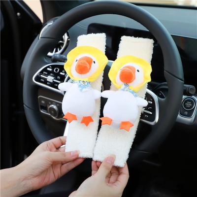 China 3D Cartoon Automobile Seat Belt Shoulder Cover Female Cute Tide Brand Lamb Cashmere Lamb Cashmere Car Seat Belt Cover Device for sale