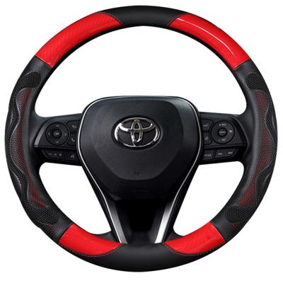 China Embossing Leather Car-styling Anti-skid Steering Wheel Cover Sun-exposed Anti-skid Proof Universal 38cm for sale