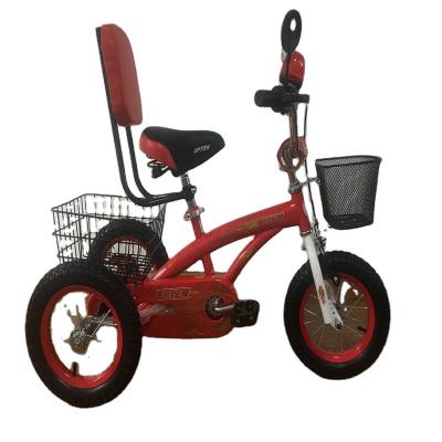 China 2022 cool cheap aluminum rim kids tricycle with rear basket and front basket three wheels for sale