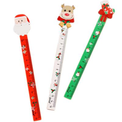 China Sale Gift Student Item Cute School Stationery 15cm Well Christmas Wooden Student Ruler For Kids for sale