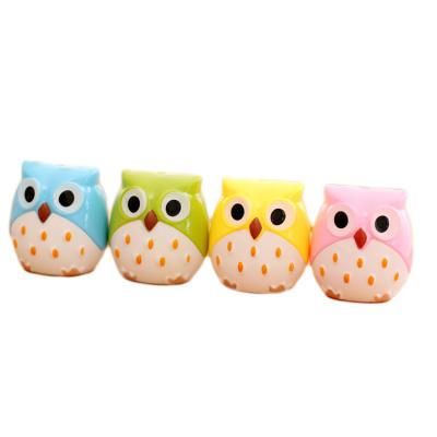 China Creative Cartoon Stationery School Prize Owl Pattern Double Holes Pencil Sharpener Cute Animal Kids Stationery For Children for sale