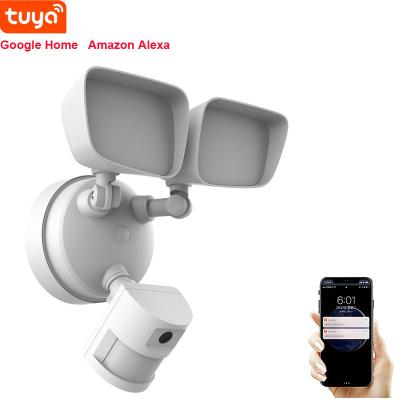 China 2021 Smart Wireless Human Motion Tuya Flood Light CCTV Camera Tracking Build In Walkway Waterproof Garden Siren Monitor Wide Angle PIR Two Way Audios for sale