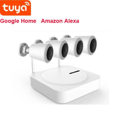 China Human Motion Tracking Tuya 4ch Smart Home Nvr Kit Waterproof Wireless Camera Kit 1080p Camera Support Google Home for sale