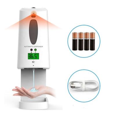 China Foam Luxury Automatic Hand Sanitizer Soap Dispenser 1300ml Alcohol Soap Dispenser With Body Temperature Sensor Thermometer for sale