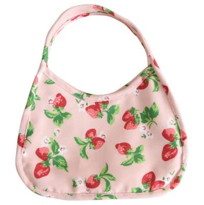 China 2020 Softback Autumn Japanese Fashion Canvas Shoulder Bag Customized Girls Cute Strawberry Pattern Armpit Bag for sale