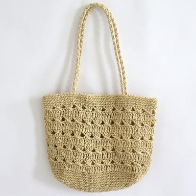 China Custom Softback Cavity Straw Beach Crochet Rattan Wholesale Eco Friendly Paper Handbag Vintage Tote Bag for sale