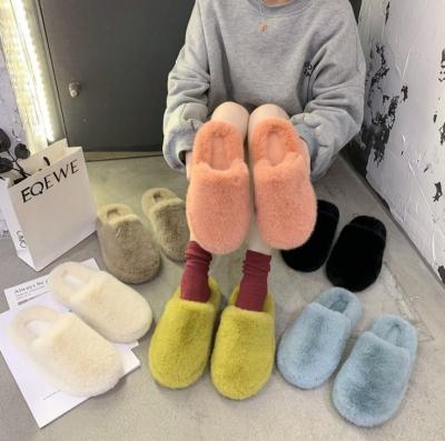 China Wholesale Customized Plush Soft Fluffy Comfortable Women's Slippers Lightweight Winter Warm Fluffy Indoor Home Non-slip Shoes for sale