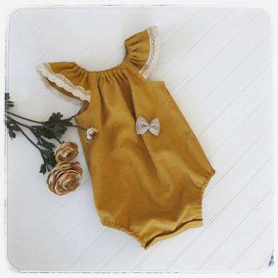 China Breathable Wholesale High Quality Fullter Sleeve Overalls Fashion Ins Summer Macrame Lace Cotton And Baby Canvas Romper for sale