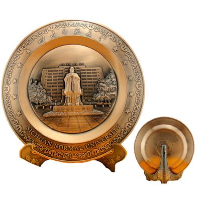 China Europe Antiquate Custom 3D Molding Embossed Metal Award Souvenir Dish for sale