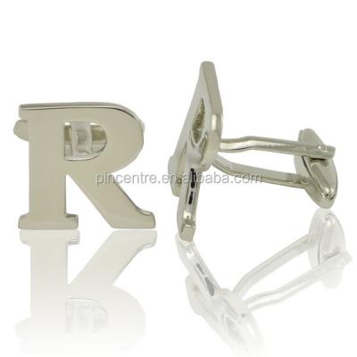 China Custom ALLOY metal silver letter alphabet cufflinks for sale