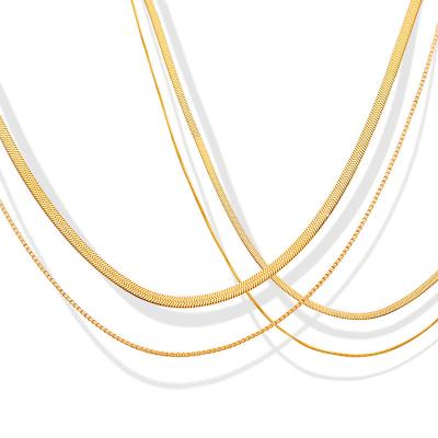 China Best Selling Pure Double Blade Snake Bone Chain Necklace Gold Clavicle Chain Necklace FASHIONABLE Minimalist Soft Gold Plated for sale