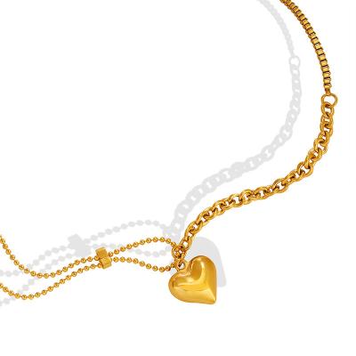 China 2022 summer style necklace punk heart FASHIONABLE three-dimensional heart pendant necklace travel accessories for sale