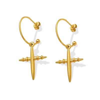 China 2022 Romantic Retro Fashion Temperament Stainless Steel Female Cross Earrings for sale