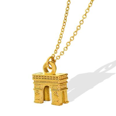 China New 2022 Fashion Jewelry Style Arc de Triomphe Pendant For Necklace Engraved Necklace for sale