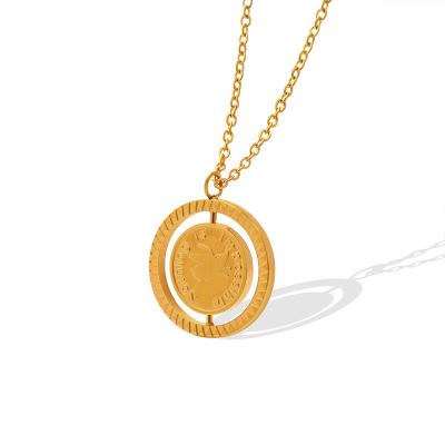 China Retro 2022 fashion TRENDY jewelry style rotating pendant necklace double-sided rotating happy pig pattern necklace children for sale