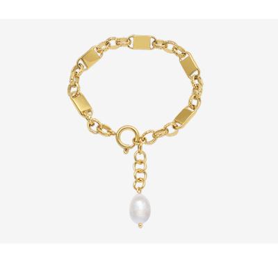 China Hot Selling Adjustable Hyperbole Vintage Sublimation Designer Jewelry 18k Gold Plated Pearl Charm Bracelet Women for sale