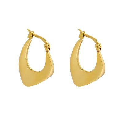 China FASHIONABLE new style irregular 18k gold plated titanium steel clip on big circle earrings for sale