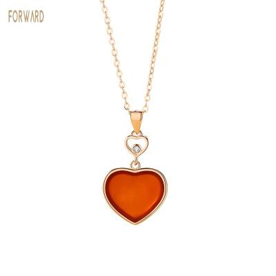 China Cute 925 Sterling Silver Heart Red Agate Pendant Necklace for sale