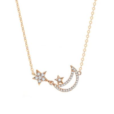 China CLASSIC Silver Star Necklace Geometric Moon Star S925 Chain and String Necklace for sale