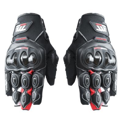 China New full finger design cloth touch screen motorcycle breathable wear resistant taslan gloves with palm sliders MAD-76 for sale