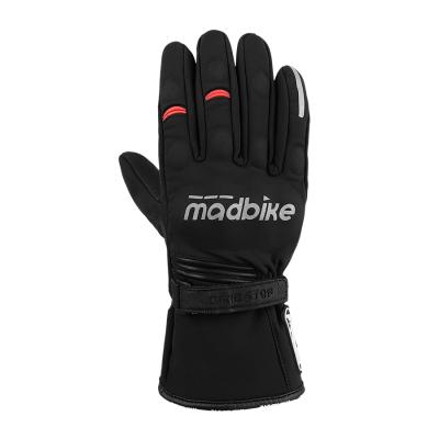 China Black Full Finger Cold Weather Motorcycle Anti-Slip Leather Shockproof Gloves MAD-08 Madbike Gloves for sale