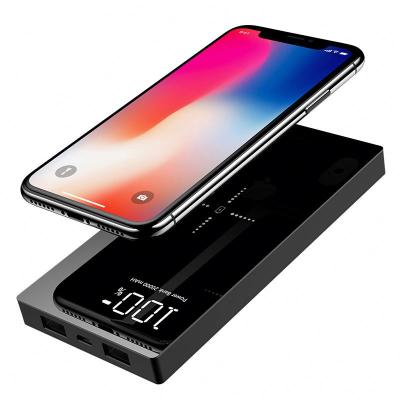 China 2021 New Products Hot Selling Wireless Fast Charging Power Banks Glass Mirror Led Mobile Phone Fast Charging Wireless Power Banks 20000Mah for sale