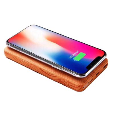 China Free Shipping Wood Grain Style Wooden Type C Usb Power Bank With Wireless Charging 3 To 1 Wireless Power Bank for sale