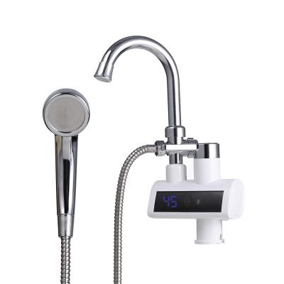 China With Digital Display Modern Electric White Color Faucet Shower Faucet Slide Bar Water Heating Faucet With Shower for sale