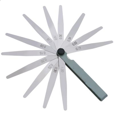 China Carbon Steel 0.02-1.00mm Thickness Gauge Layout Tool 100mm Metric 17 Blades Isofrequency Repeater Length Thickness Gauge for sale