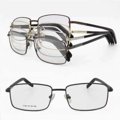 China Prescription Glasses Frame 11033 Classic Metal Glass Frame With Built-in Spring Hinge Square Shape Prescription Glasses Frame For Men for sale