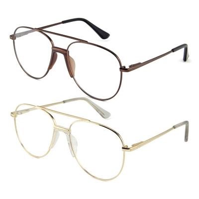 China Pilot Shape Optical Frame Classic Aviation Shape Nickel Pilot Copper With Temple Flexible Full-Rim Single Hinge Optical Frames For Adult for sale