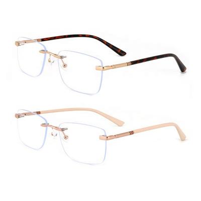 China Prescription Glasses Frames Wholesale Designer Trendy Classic Square Nickel Rimless Copper Rimless Top With Simple Screw Installation Optical Frame For Men for sale