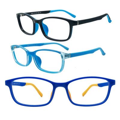 China Bendable and Durable Drop Ship TR90 Combined Silicone Colors Bendable Durable Double Rectangle Optical Glasses Frame for Teenagers 8924 for sale