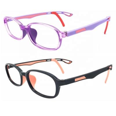 China Newcomer Bendable and Durable TR90 Combined Durable Silicone Bendable Dual Colors Square-Round Glasses Frame with Non-Slip Hook for Geens 8901 for sale