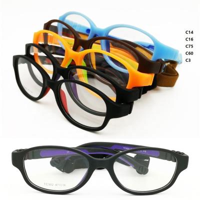 China New Design TC302 Dual Colors TR90 Optical Glasses Non-Hinged Strap New Design TC302 Elastic Silicone Nose Pads Environmental Single Frame Bicolor Unhinged Temple for sale