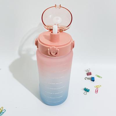 China Sustainable Gradient Large Capacity Plastic Water Bottle Customized Logo With Handle And Straw for sale