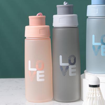 China Wholesale Custom Viable Motivational UV Frosted Motivational Plastic Water Bottle With Weather Marker And Straw for sale