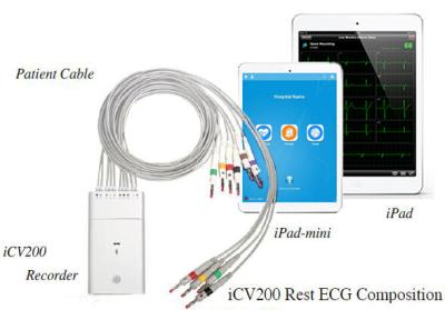 China Diagnostic / Interpretation Wireless ECG Machine For Bluetooth White Record ICV200BLE for sale